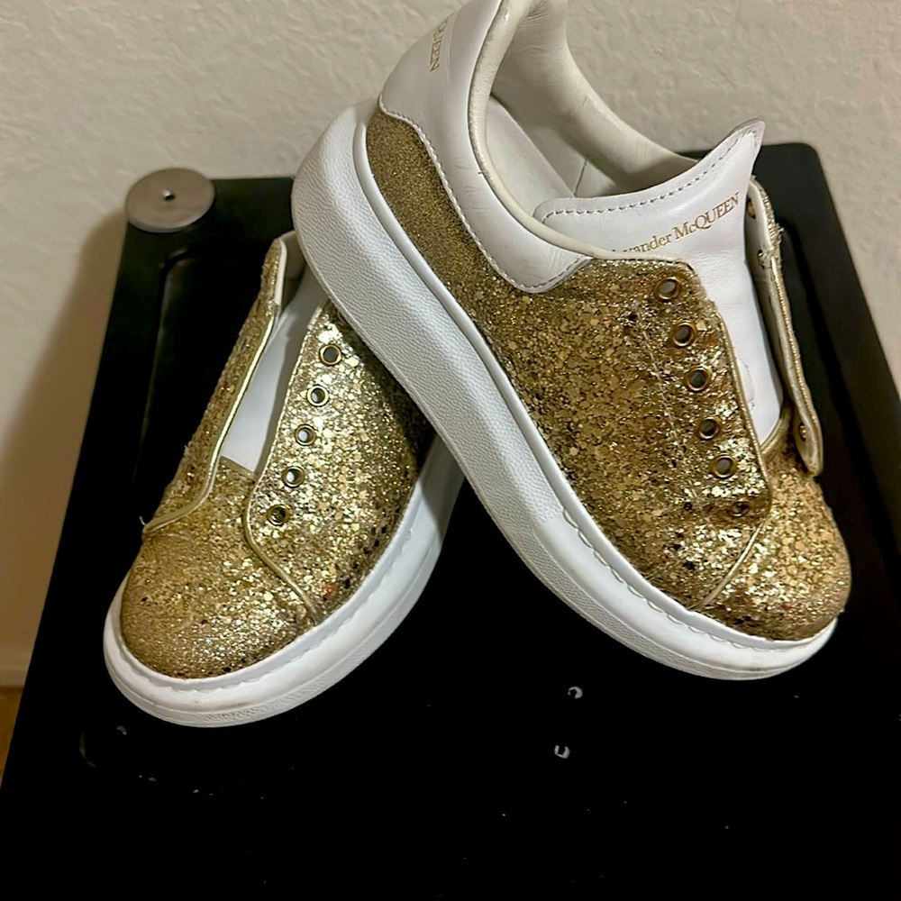 Gold glitter and white Alexander McQueen size 31C